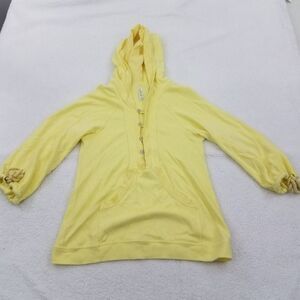 ~ Soybu Hoodie S Yellow Button Pullover Hood Sweat